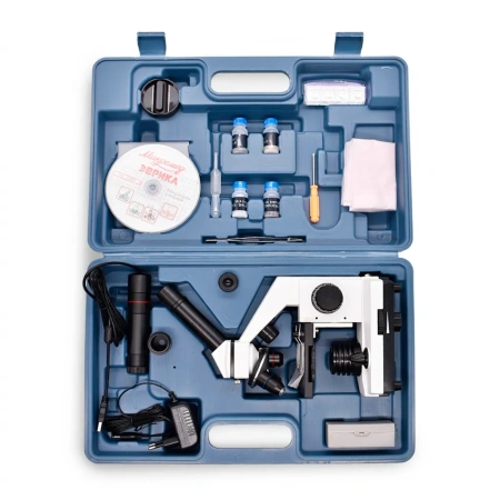 Микроскоп школьный Эврика 40х-1280х с видеоокуляром в кейсе